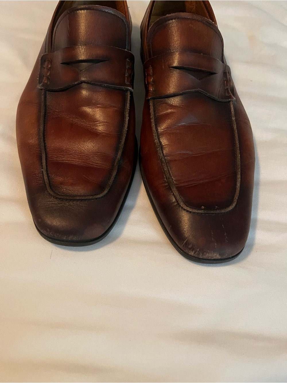 Magnanni Brushed Chestnut Brown Leather Penny Loafers - Picture 5 of 5